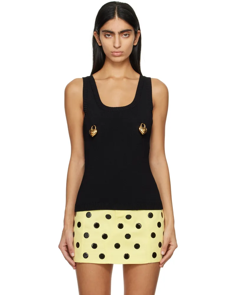 Moschino Black Heart Lock Tank Top J0555