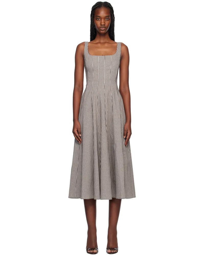 STAUD Brown Wells Midi Dress Dcmc