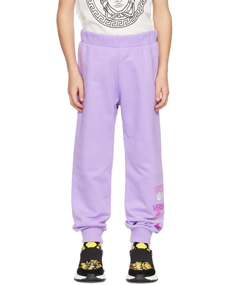 Versace Kids Purple Safety Pin Sweatpants 2l690