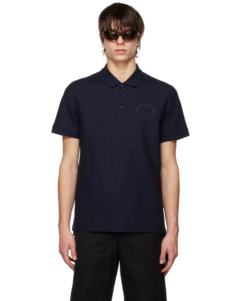 Burberry Navy Embroidered Polo Coal