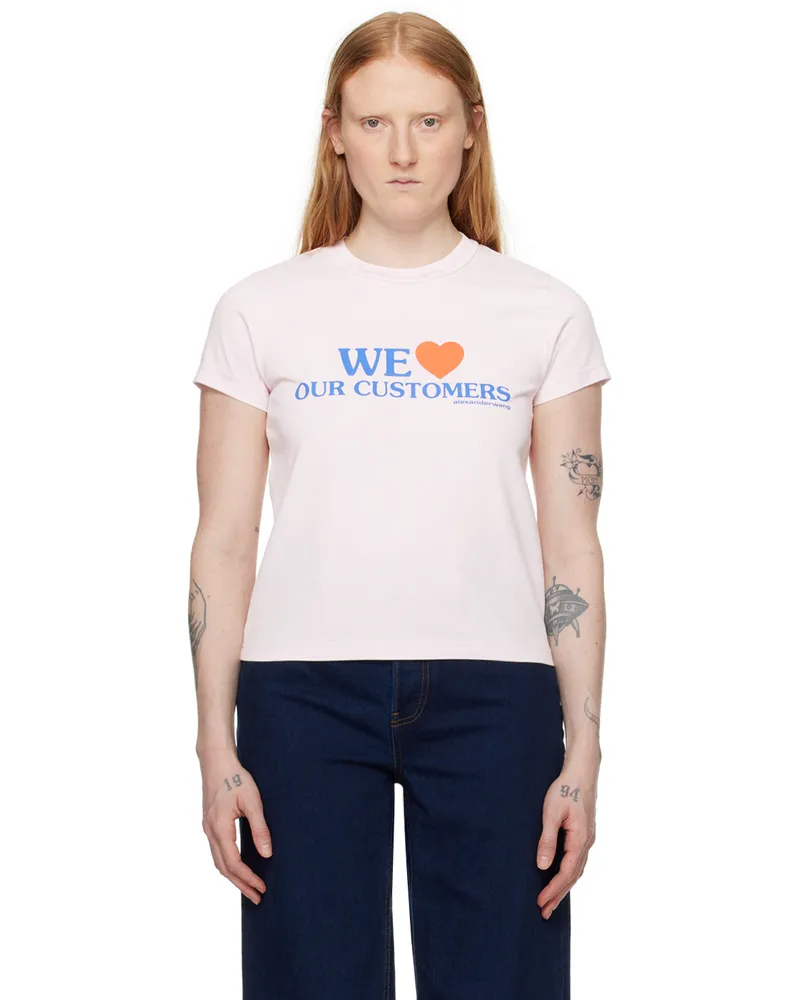 Alexander Wang Pink 'We Love Our Customers' T-Shirt 683a