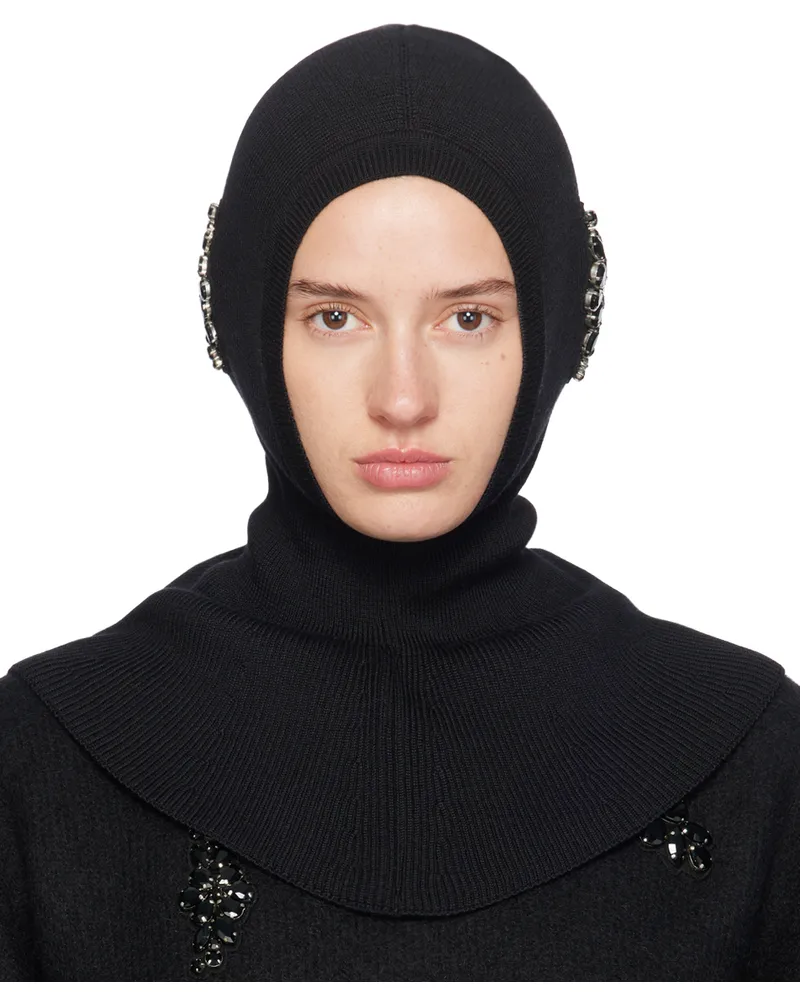 Simone Rocha Black Embellished Pointed Balaclava Black