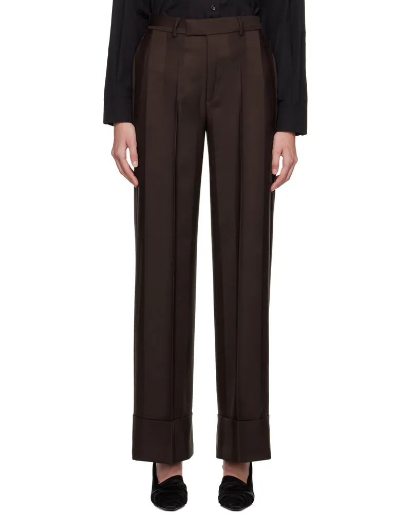 BITE Studios Brown Striped Trousers Dark