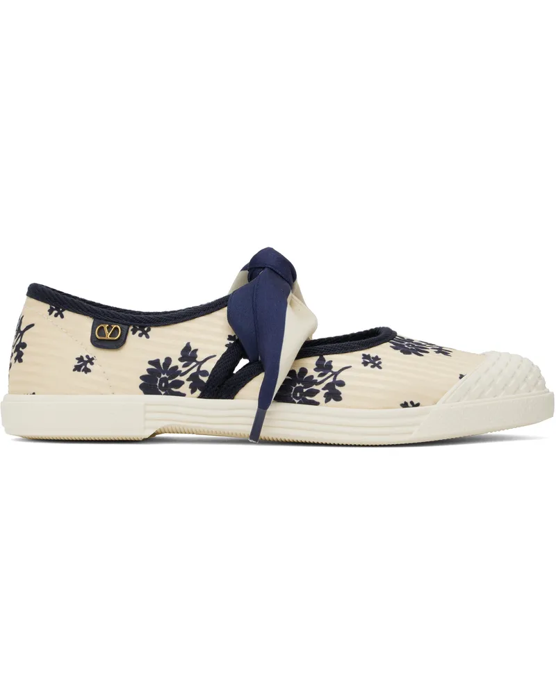 Valentino Garavani Off-White & Navy Bay By Bay Ballerina Sneakers R2m
