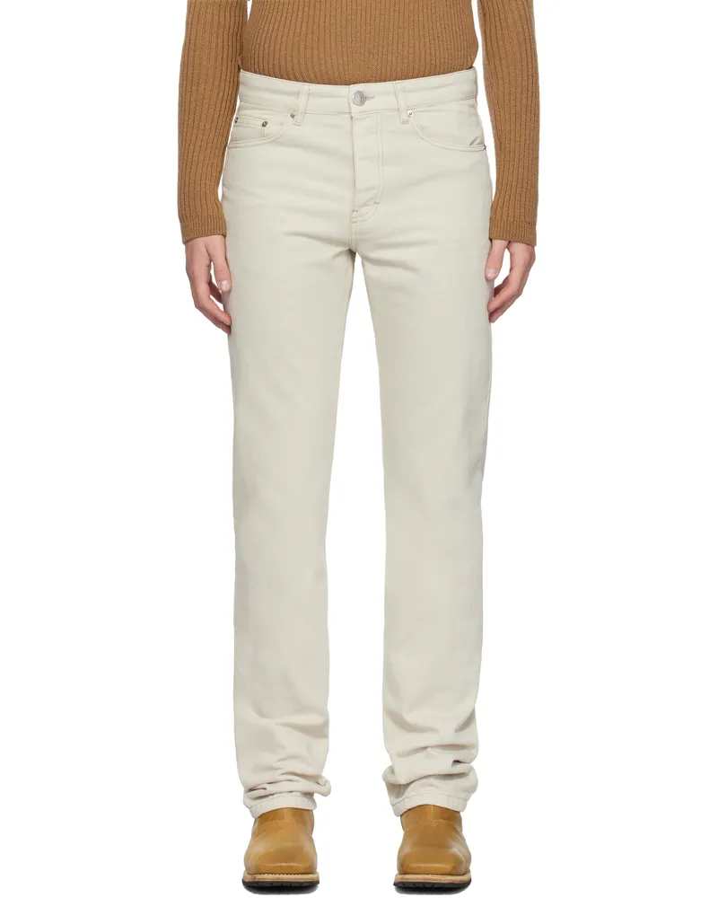 AMI Paris Off-White Classic Fit Jeans Off
