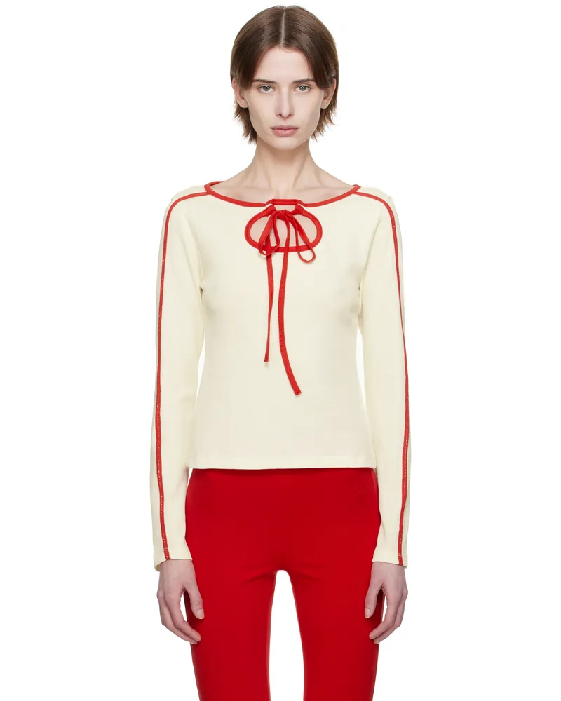 Kijun Off-White Cut Out Jersey T-shirt Ivory