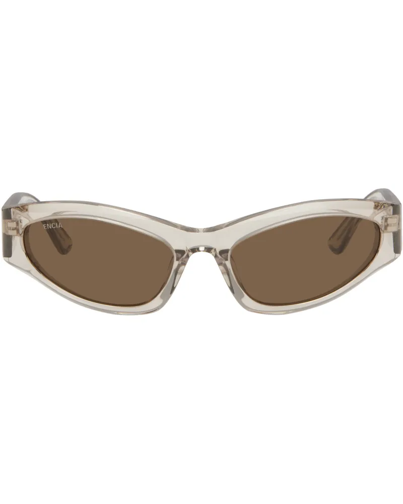 Balenciaga Beige Logo Cateye Sunglasses 004