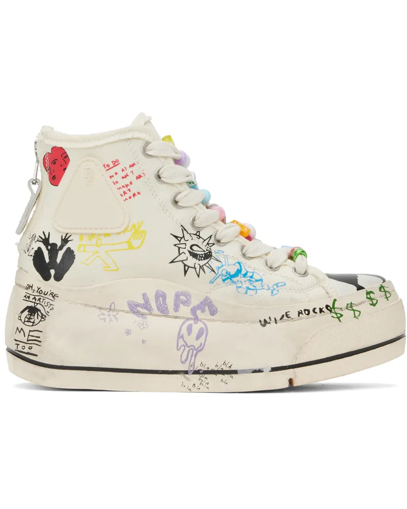 R13 Off-White Kurt High Top Sneakers Ecru