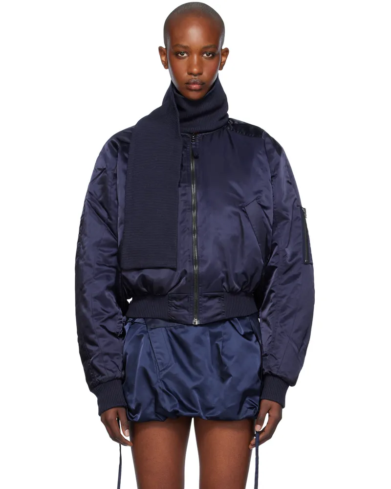 OTTOLINGER Navy Scarf Bomber Jacket Midnight