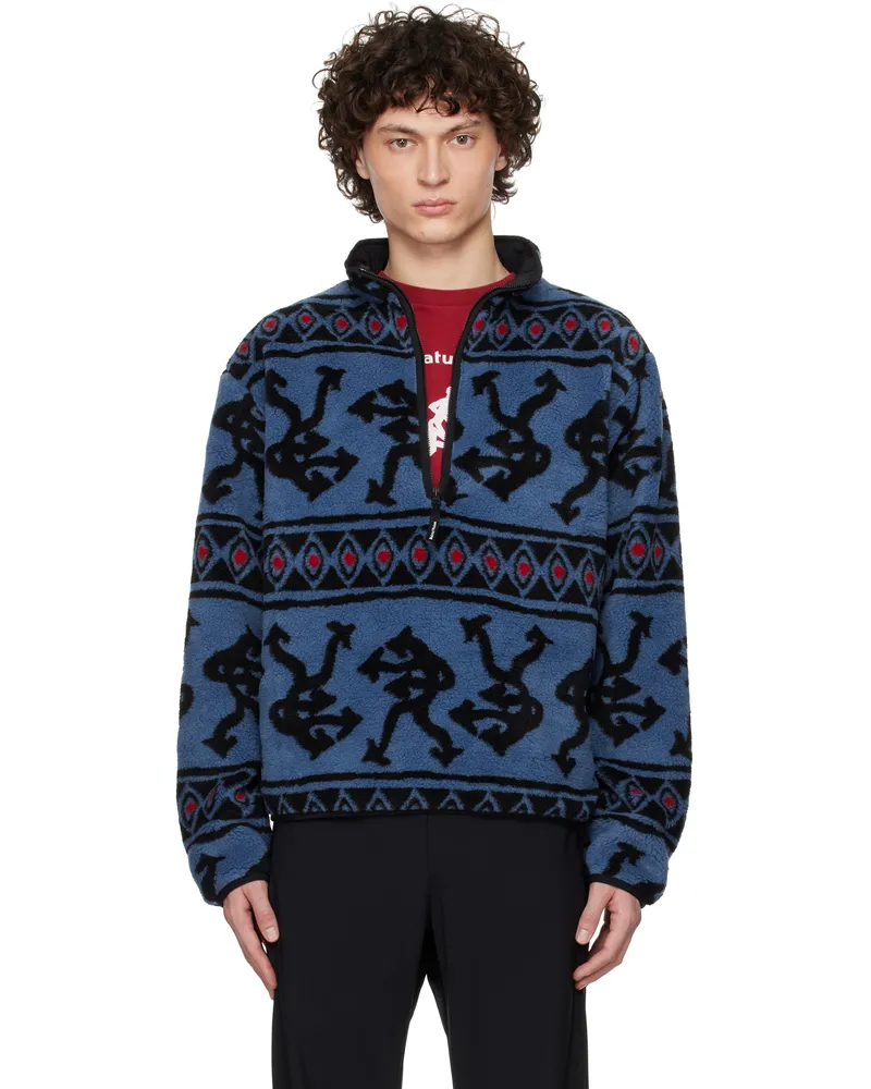 District Vision Blue Half-Zip Pile Fleece Jacket Blue
