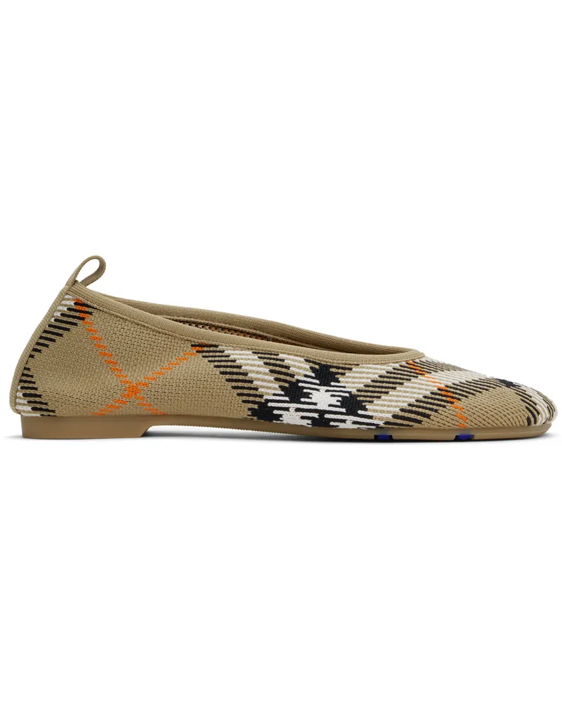 Burberry Beige Check Knit Baby Ballerina Flats Sand