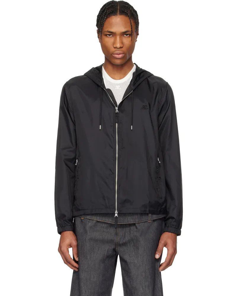 Courrèges Black Hooded Windbreaker Jacket 9999