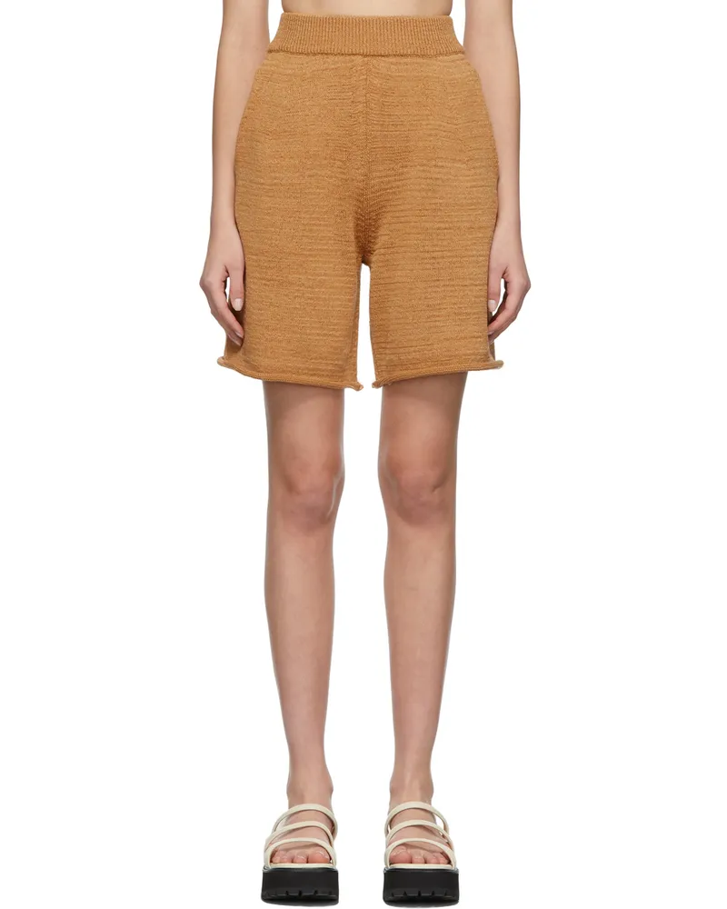 Missing You Already Tan Tape Yarn Half Pant Shorts Camel