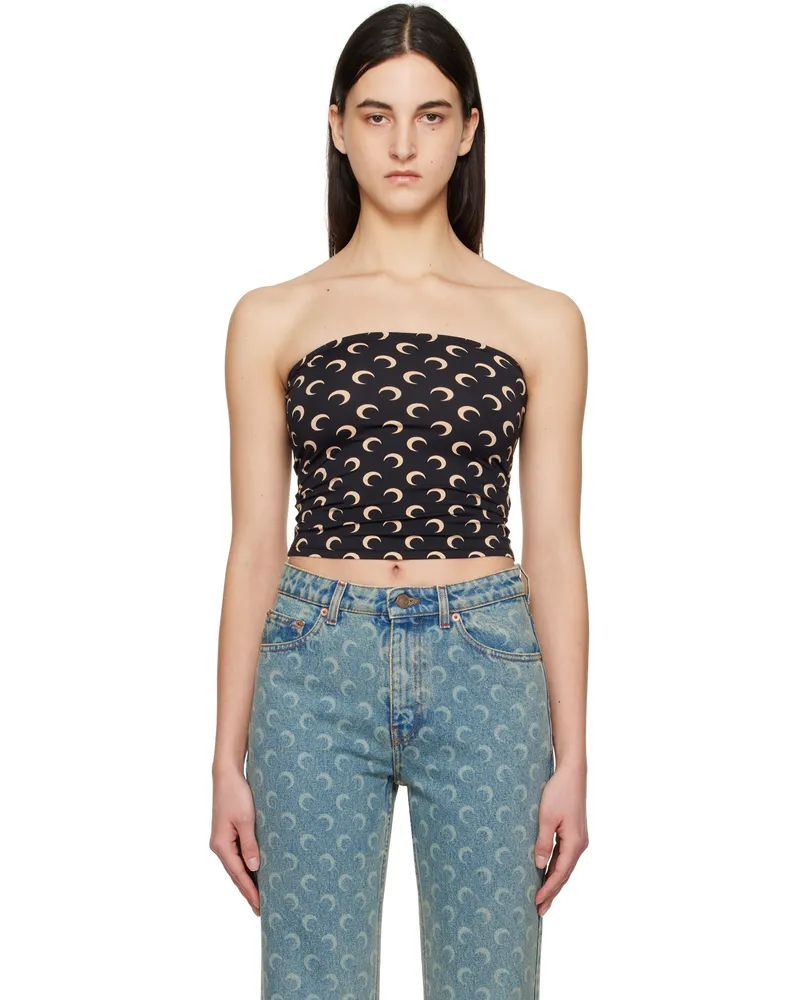 Marine Serre Black Moon Printed Jersey Second Skin Tube Top It99