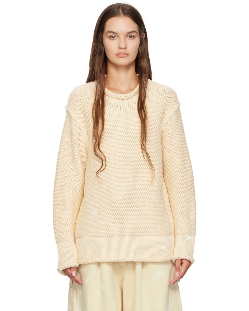 R13 Off-White Rolled Edge Sweater Natural