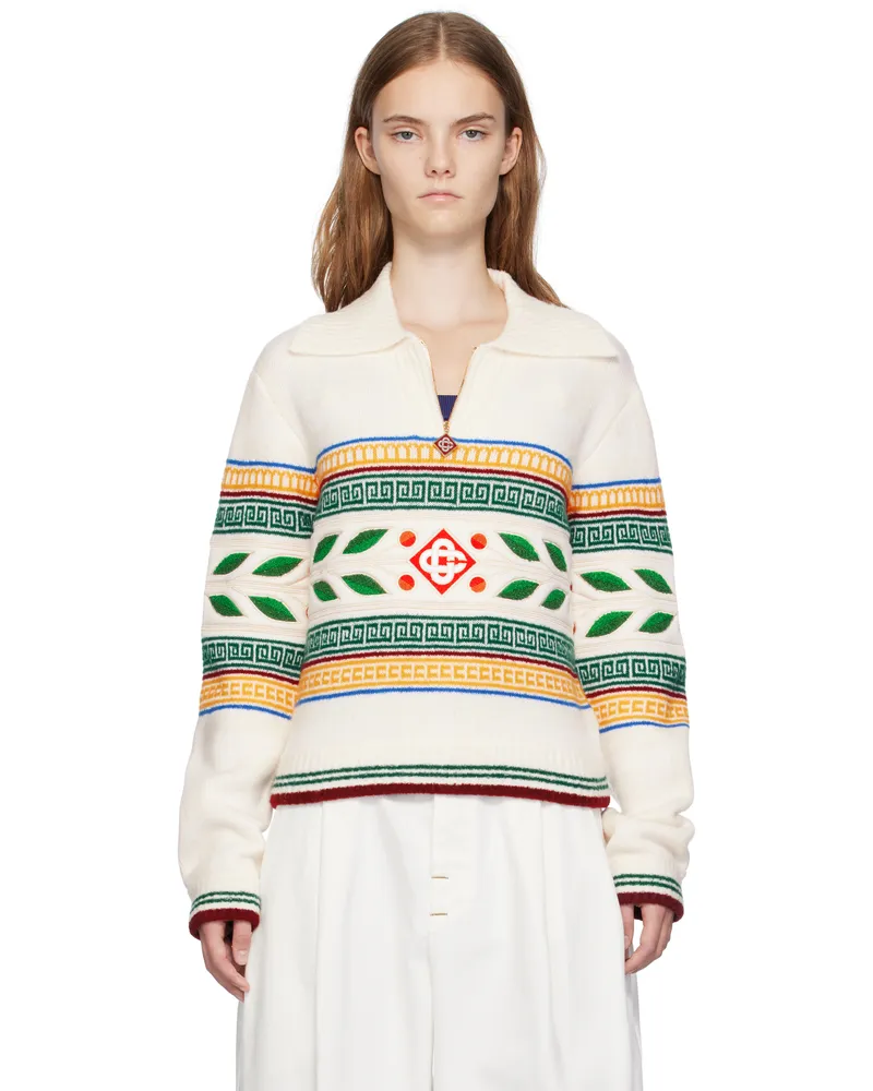 Casablanca Paris Off-White Laurel Olympique Sweater White