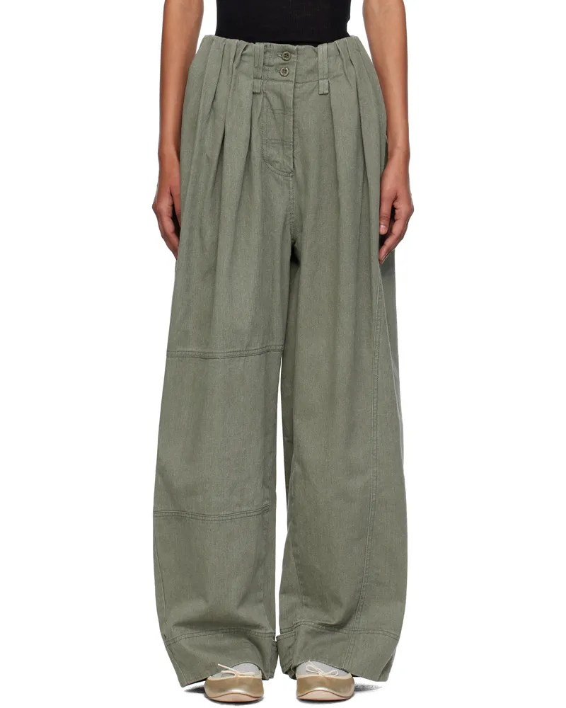 OPEN YY Khaki Full Gather Trousers Khaki