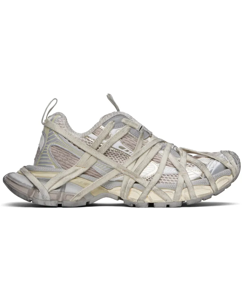 Balenciaga Gray & Off-White 3XL Fishnet Sneakers 9191