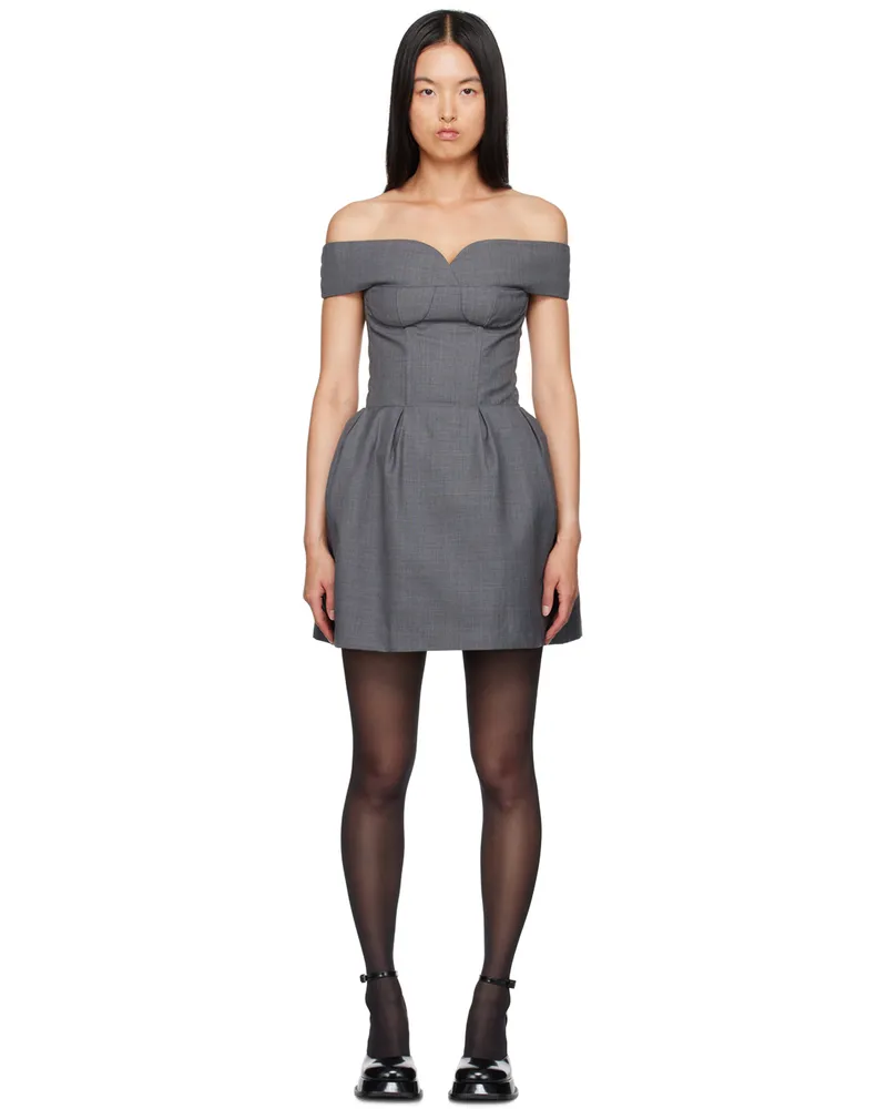 SHUSHU/TONG Gray Sweetheart Neck Minidress Gr100