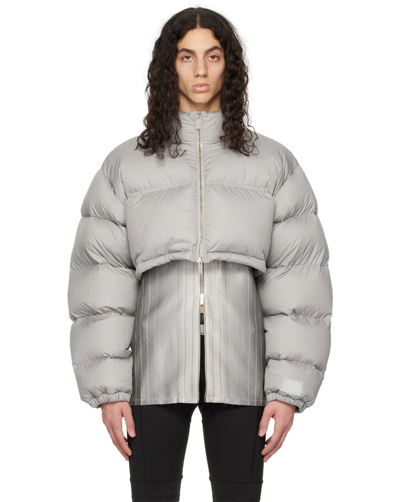 VTMNTS Gray Cropped Down Jacket Stone