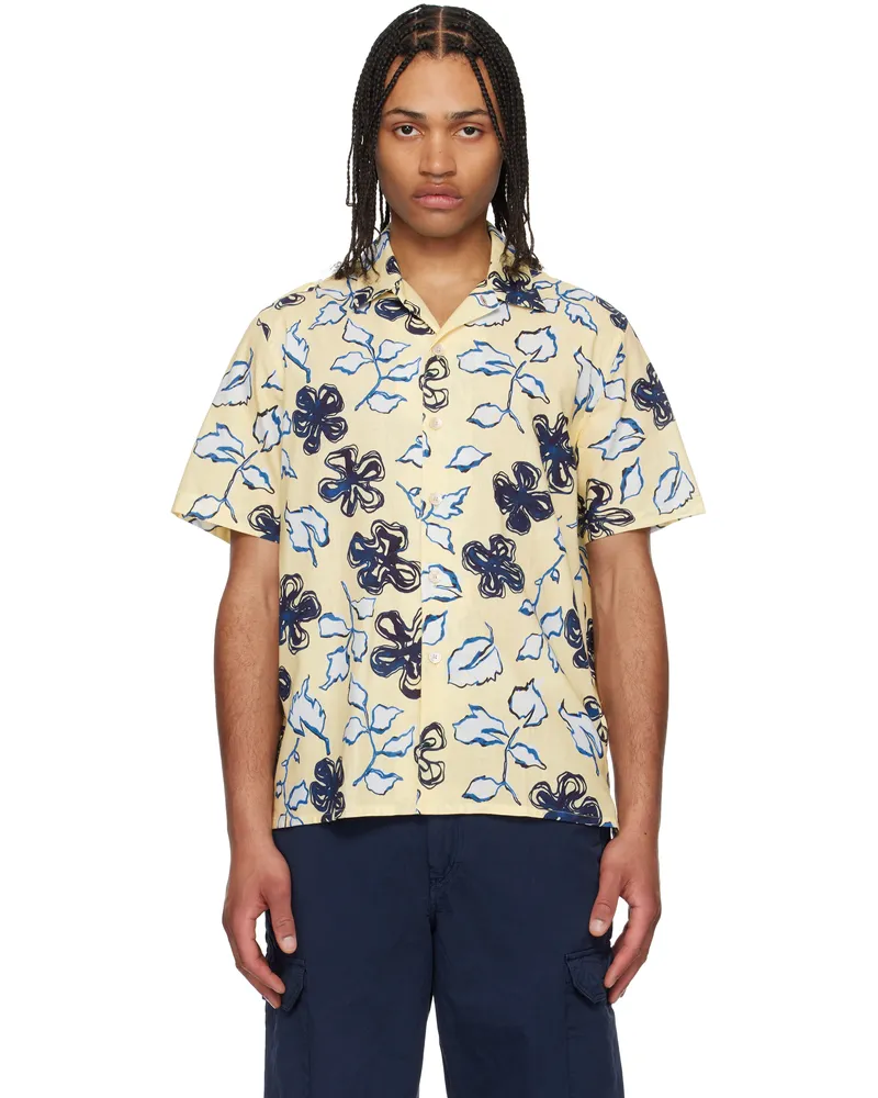 Paul Smith Yellow & Blue 'Yukka' Print Short-Sleeve Shirt 10