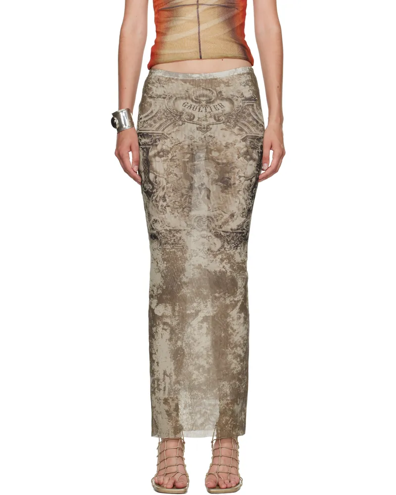 Jean Paul Gaultier Beige 'The Long Médaillon' Midi Skirt 6965