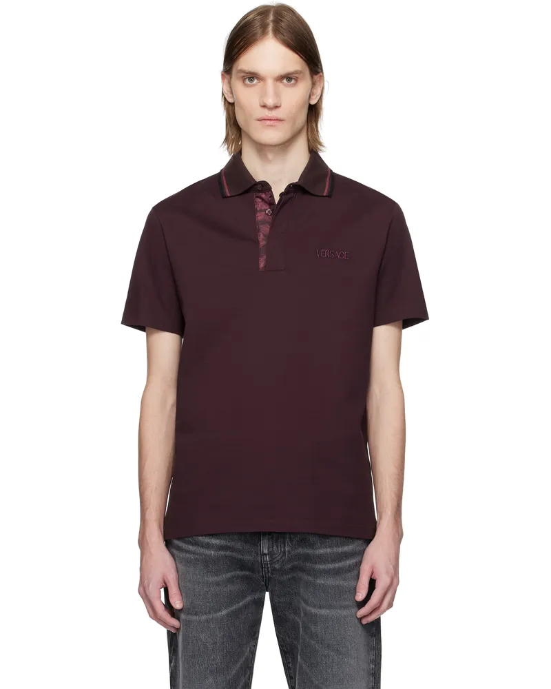 Versace Burgundy Piqué Polo 1lh50-dark
