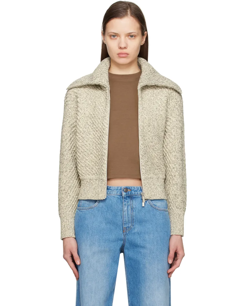 Ferragamo Off-White Mouliné Cotton Diagonal Rib Sweater 002