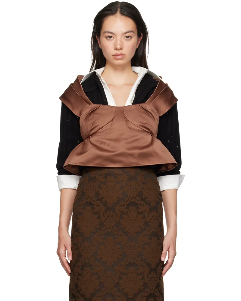 SHUSHU/TONG Brown Three-Dimensional Pleated Top Rb100