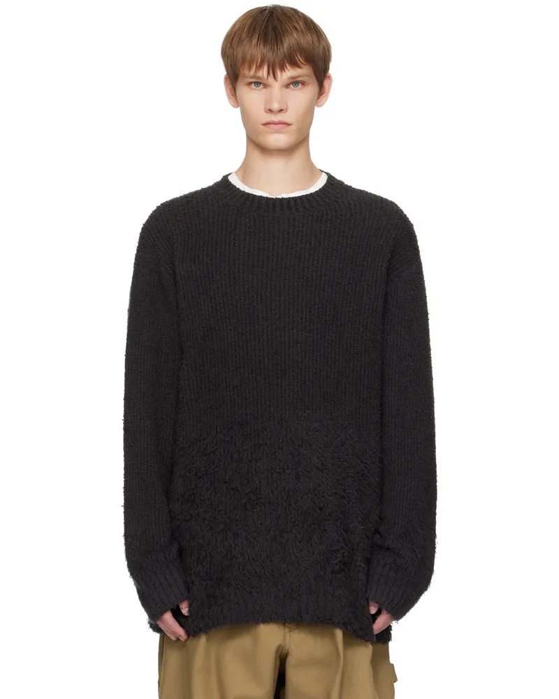 Yohji Yamamoto Gray Gradation Round Neck Sweater 1