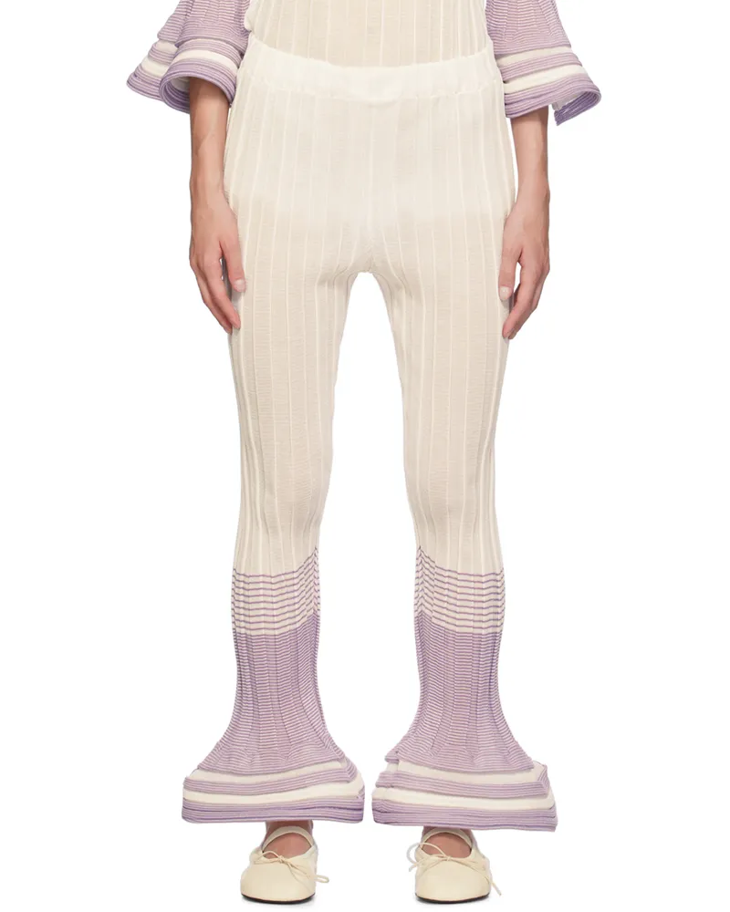 Issey Miyake White & Purple Asagao Trousers 07