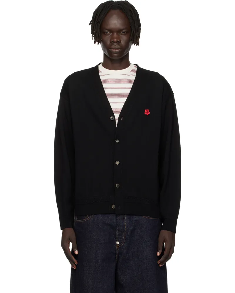 Kenzo Black Kenzo Paris 'Boke Flower' Embroidered Cardigan Black