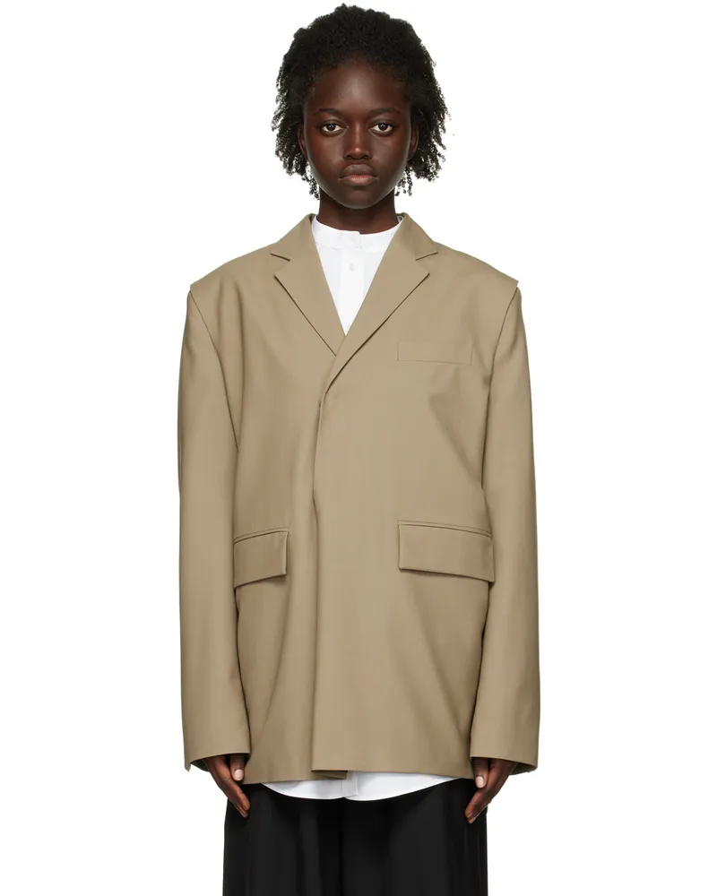 Bianca Saunders Khaki Pull Over Suit Blazer Khaki