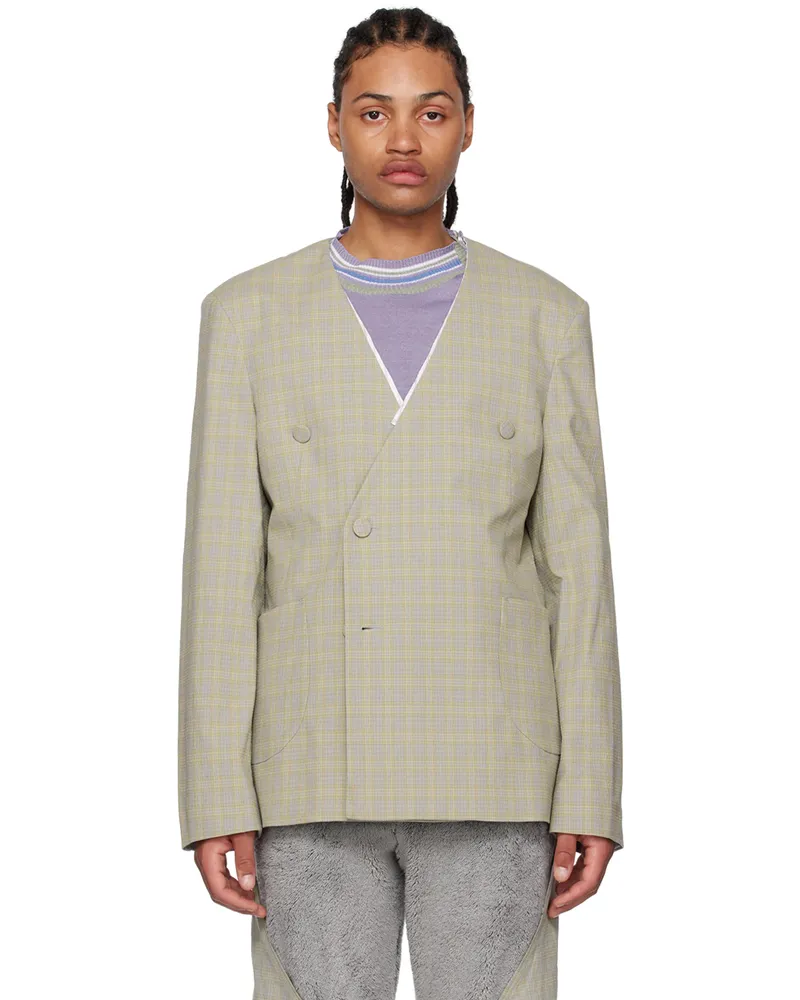 KIKO KOSTADINOV Gray Orma Reversible Blazer Check