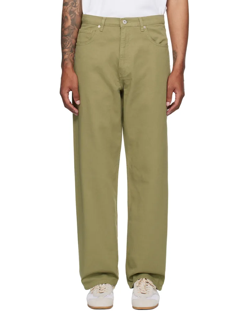Norse Projects Khaki Mogens Relaxed 5 Pocket Heavy Twill Trousers Moss