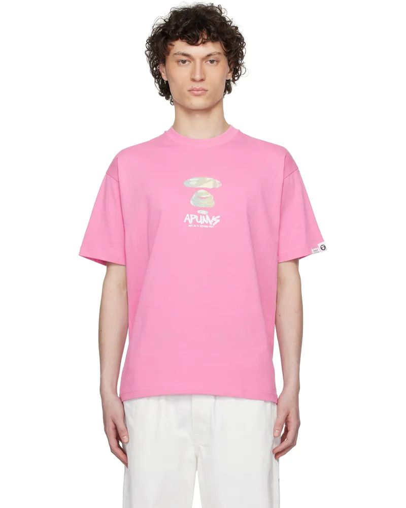 AAPE by A Bathing Ape Pink AAPEUNVS Moonface Logo T-shirt Pkx