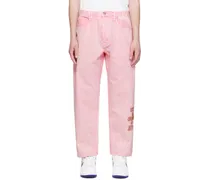 Pink Embroidered Jeans