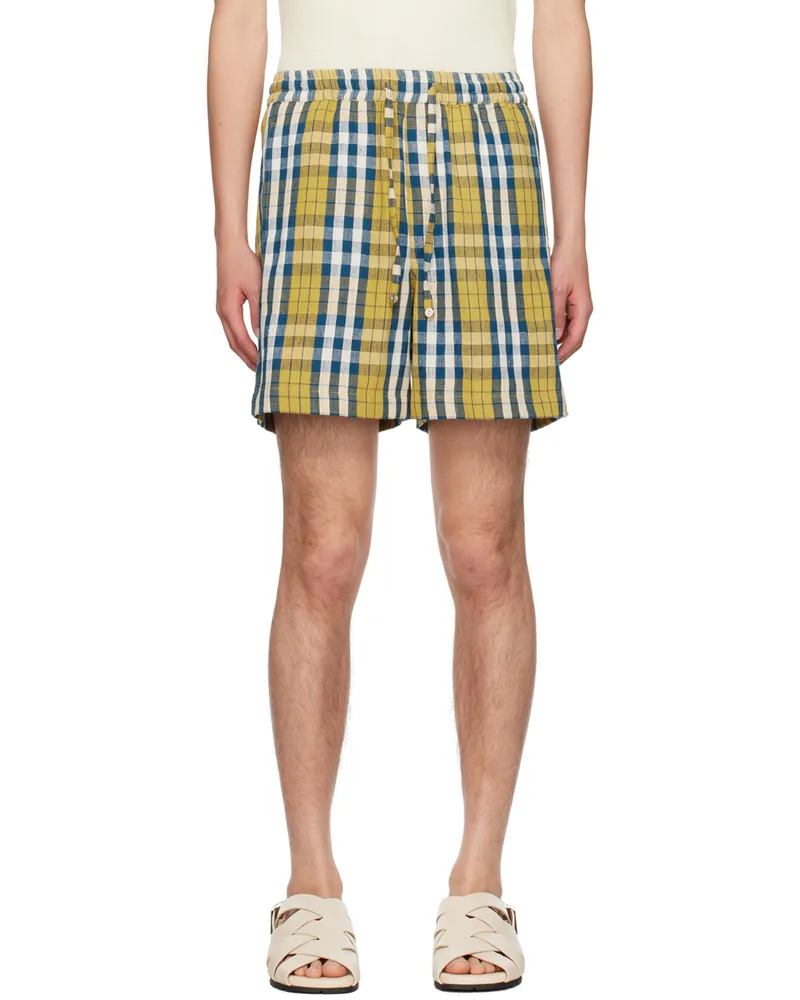 HARAGO Yellow & Blue Check Shorts Multi