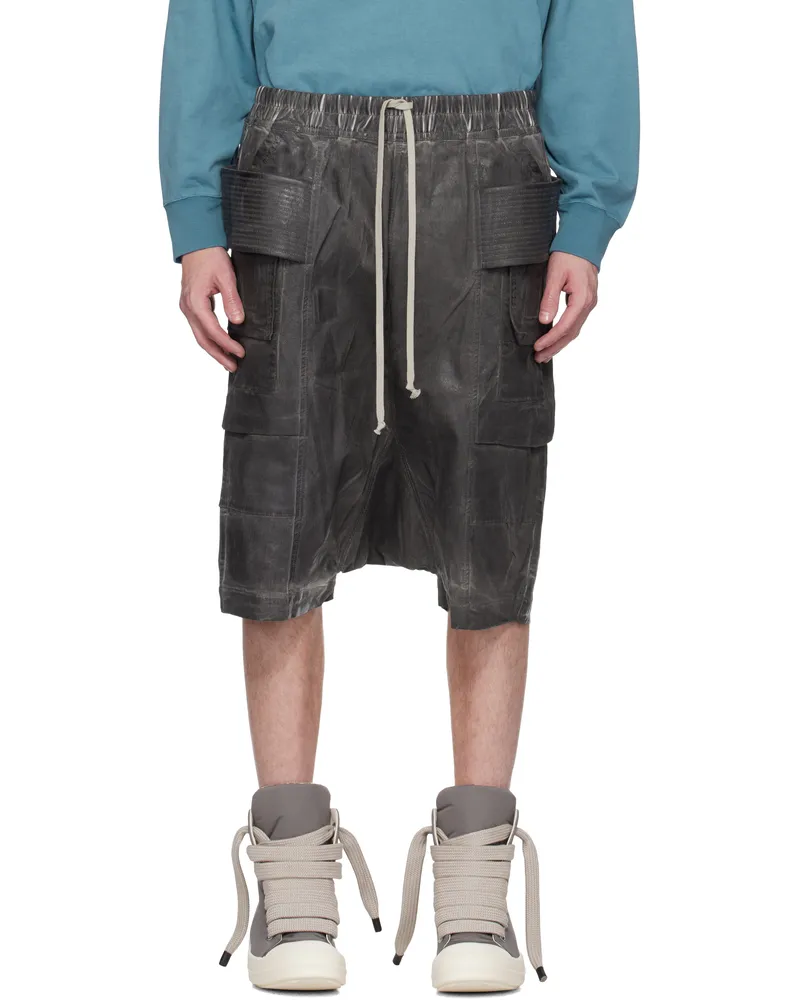 DRKSHDW by Rick Owens Gray Hollywood Creatch Cargo Pods Denim Shorts 78