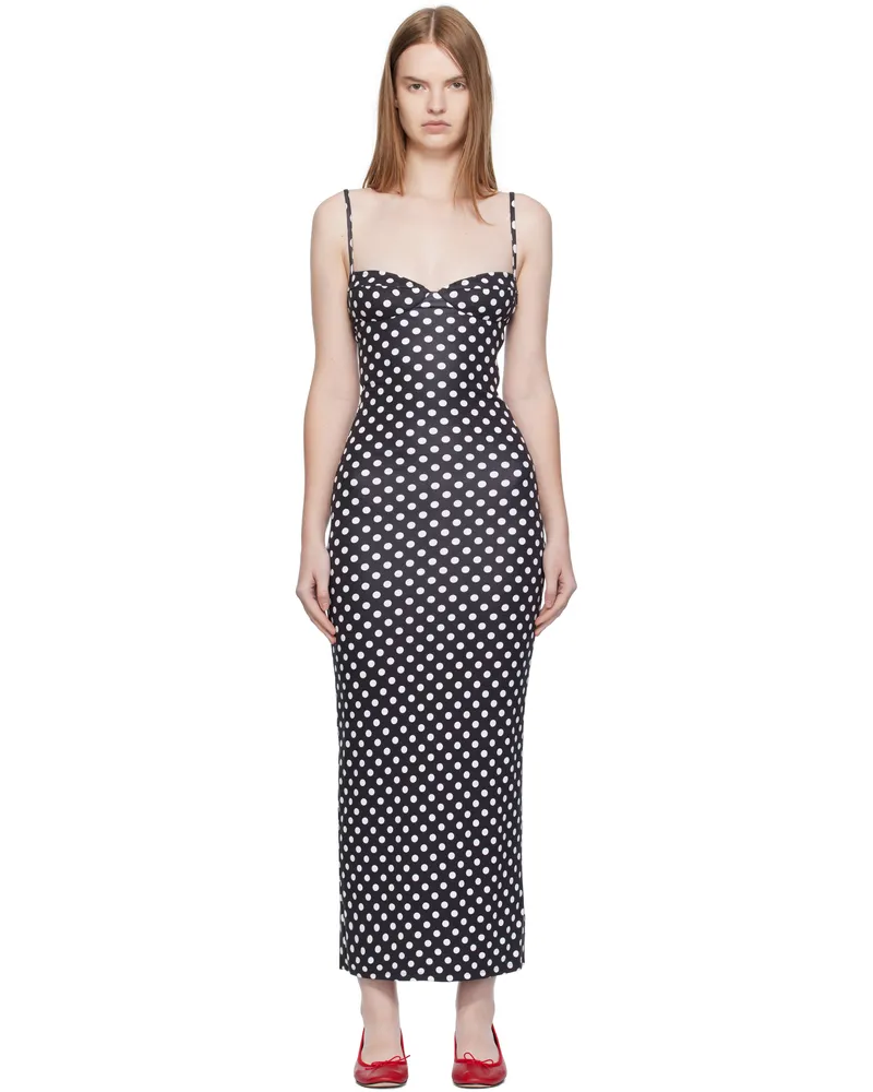Miaou Black & White Florence Midi Dress Black