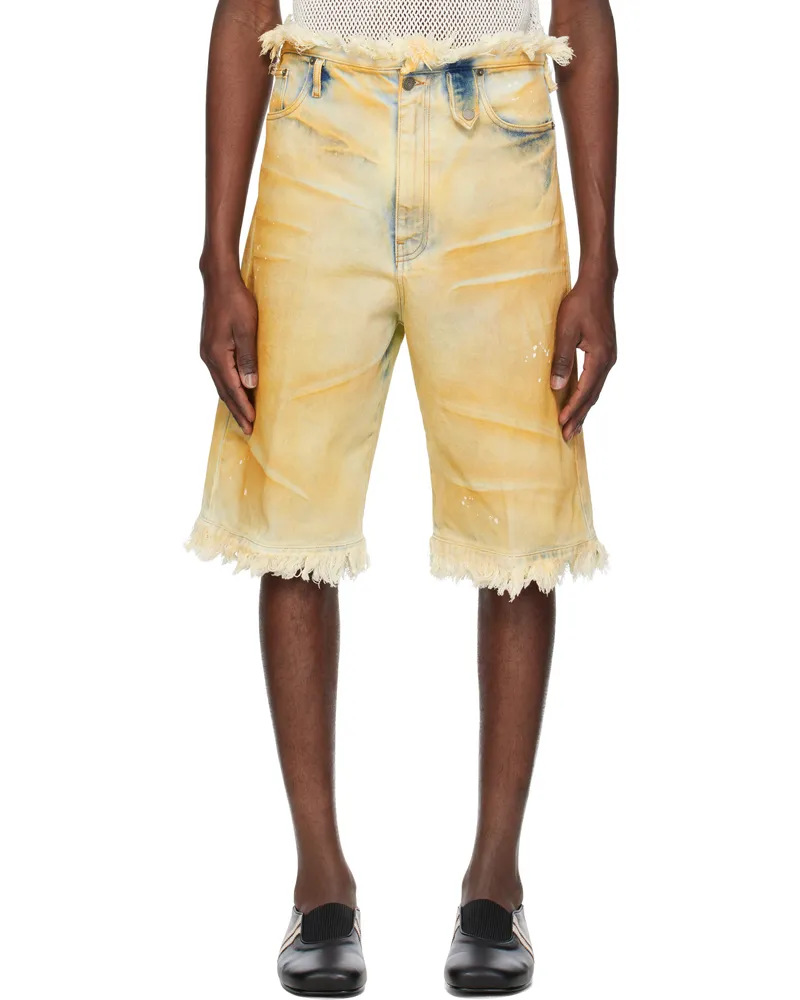 Egonlab Beige Raw Edges Denim Shorts Dirty