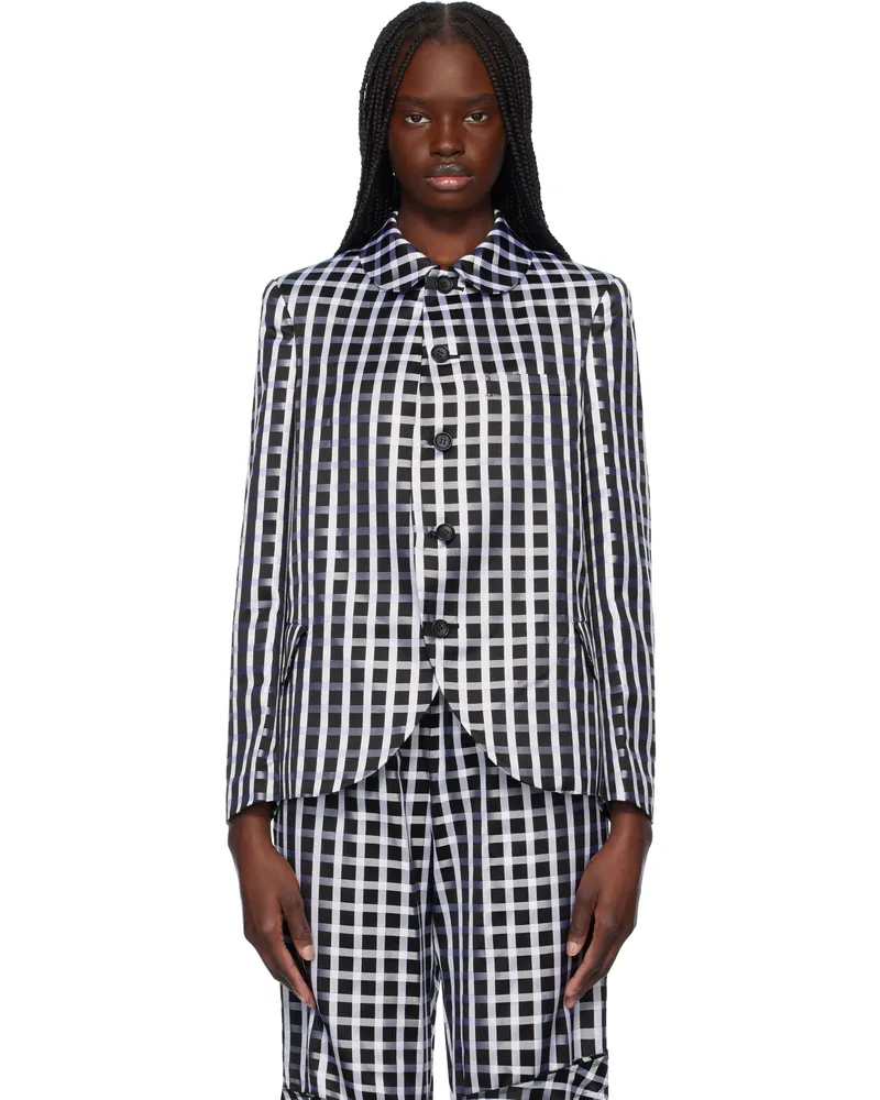 Comme des Garçons Black & White Satin Check Blazer Black