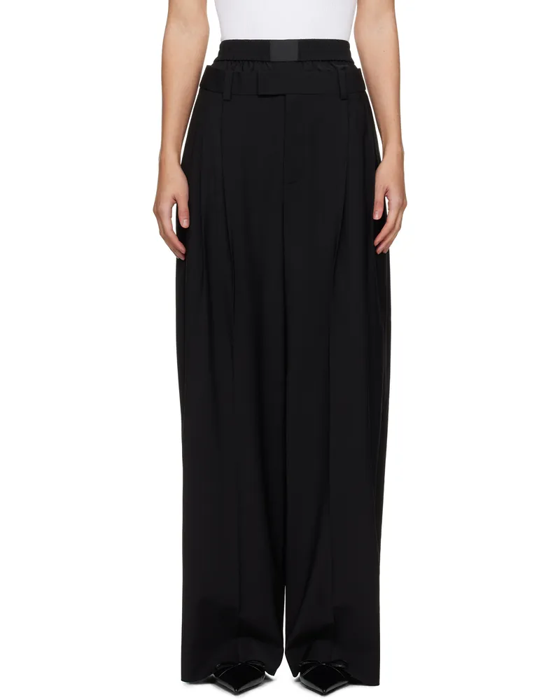 Alexander Wang Black Pre-Styled Boxer Pleated Trousers Black