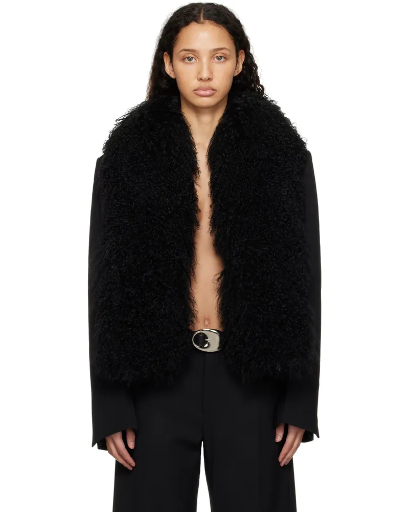 Alexander Wang Black Cropped Shearling Blazer Black