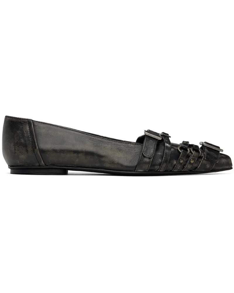Acne Studios Black Pin-Buckle Ballerina Flats J83