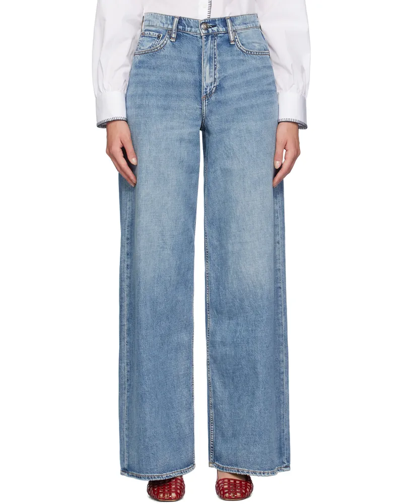 Rag & Bone Blue Featherweight Sofie Ultra Wide-Leg Jeans Beverly