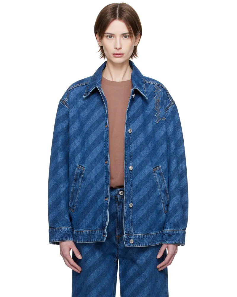 Marni Blue Striped Denim Jacket Stb95