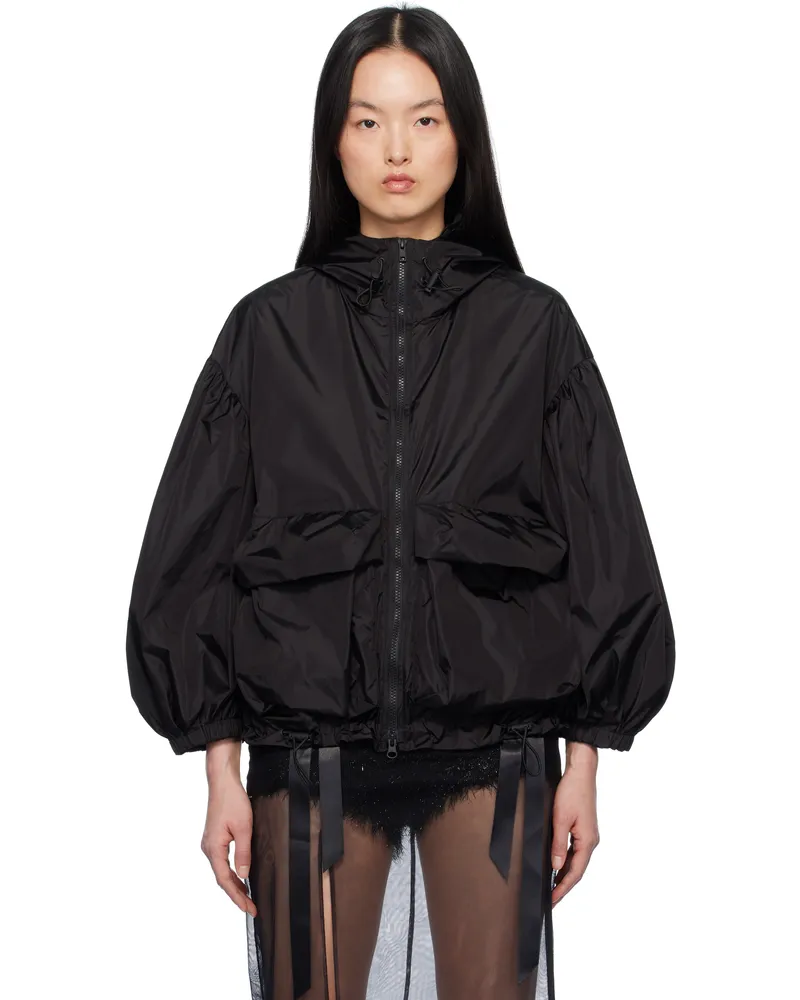 Simone Rocha Black Cargo Flap Pocket Puff Sleeve Drawstring Jacket Black