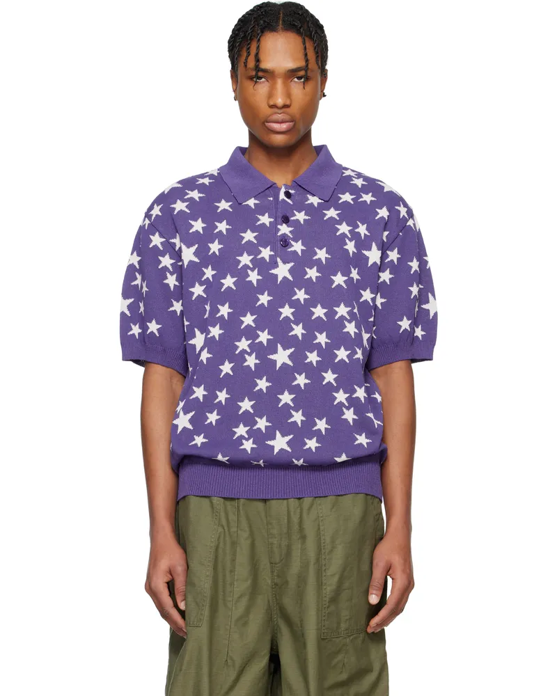 NEEDLES Purple Short Sleeve Knit Polo A-purple