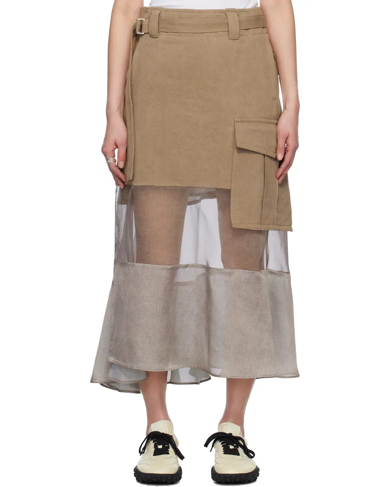 Sacai Beige Mix Denim Maxi Skirt 651